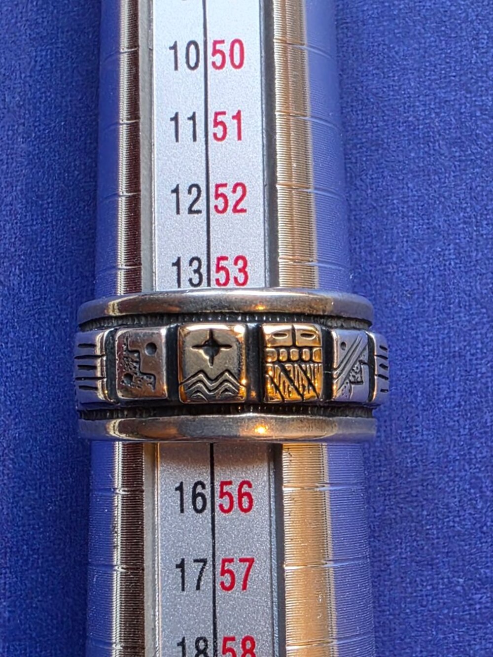 Roderick Tenorio/Relios Native American Sterling and 14k Band Ring, size 7